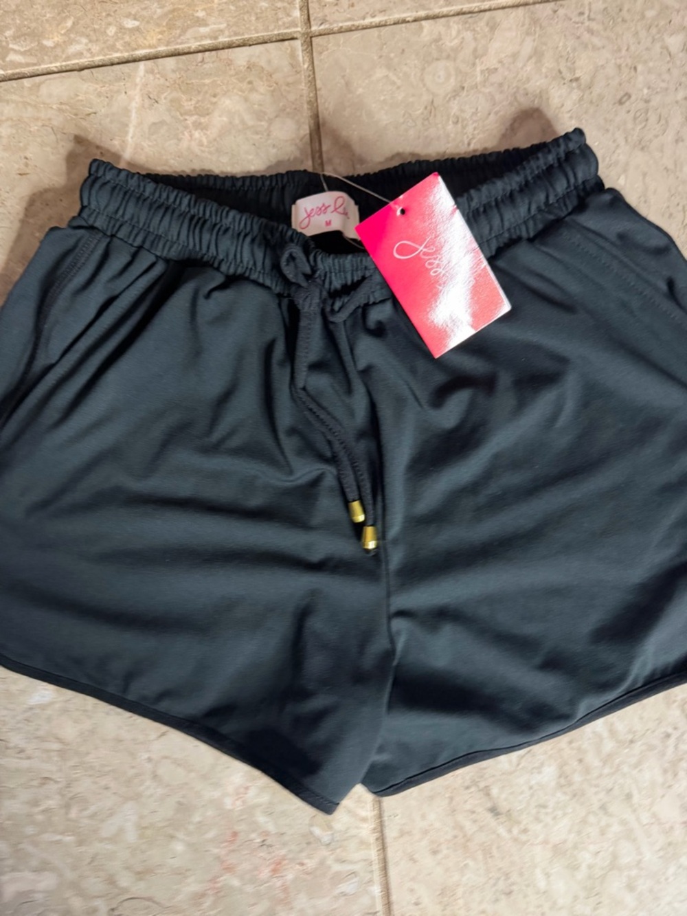 JoyLab Black Athletic Drawstring Shorts with Gold Tips